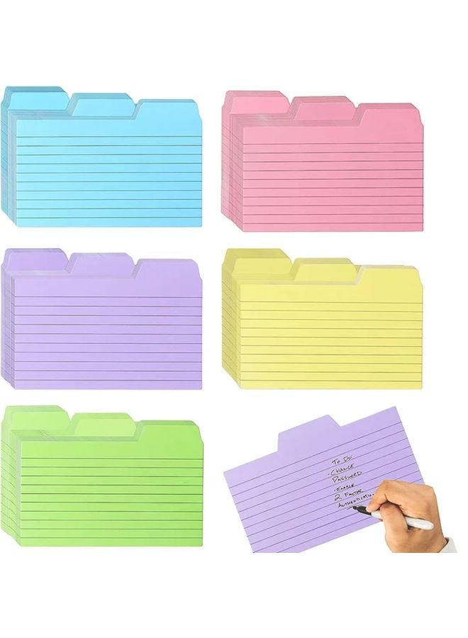 1 Pack 5x3 Inch Colorful Tabbed Index Card Dividers 5 Colors 50 Cards Each - Image 1